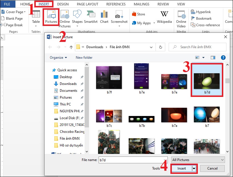 Cách chèn ảnh vào Word từ hình ảnh có sẵn online